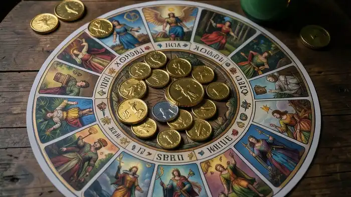 Расклад Таро «хоровод» на деньги – круговой расклад с золотыми монетами и свечой