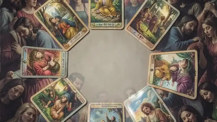 Расклад Таро "Хоровод" на игровую зависимость с семью позициями и пустым центром