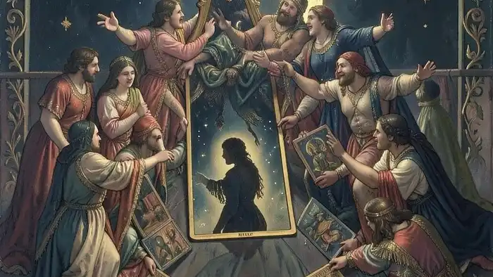 Расклад Таро "хоровод" на клиента — 12 позиций в кругу с зеркалом в центре, символизирующее самопознание