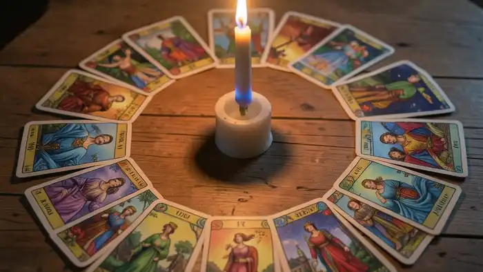 Расклад Таро «хоровод» на крупную покупку, круг из карт, свеча