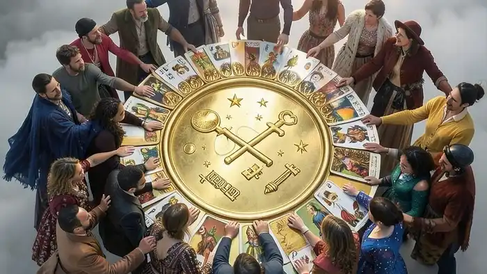 Расклад Таро "хоровод" на подработку: схема из семи позиций в виде хоровода с картами Таро