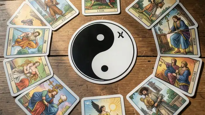 Расклад Таро «инь‑ян» на алименты деньги – визуальная схема