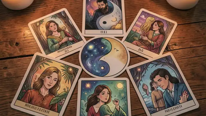 Расклад Таро «инь-ян» на негатив в отношениях – визуализация