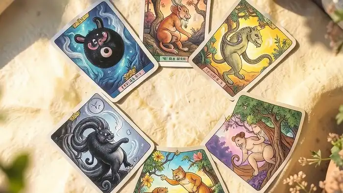 Расклад Таро 'инь-ян' на усыновление — схема позиций с картами, показывающими внутреннюю и внешнюю энергию родителей и будущего ребёнка