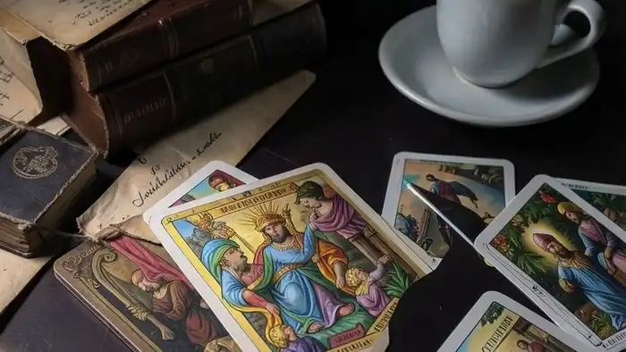 Расклад Таро "карта дня" на нотариуса с картой Император и профессиональными атрибутами