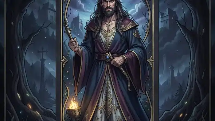 Расклад Таро карта дня на порчу на отношения с картами Дьявол и Влюблённые в крестообразной схеме