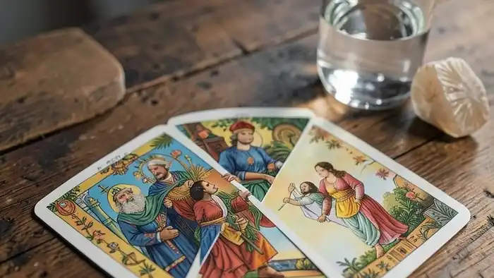 Расклад Таро "карта дня" на сплетни: схема позиций с картами в шестиугольнике