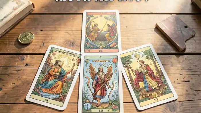 Расклад Таро «карта дня» ждать ли его? – изображение карт на столе