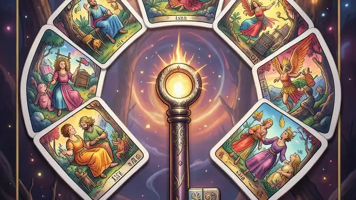 Расклад Таро «ключ» на привычки — изображение расклада в виде ключа