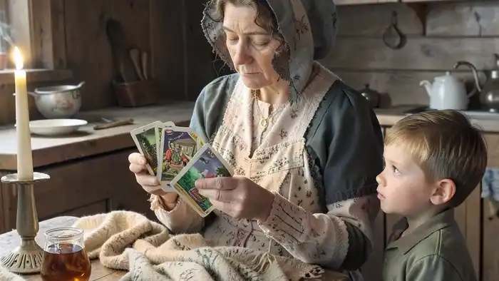 Расклад Таро "ключ" на внуков — бабушка и внук в ритуале родовой связи