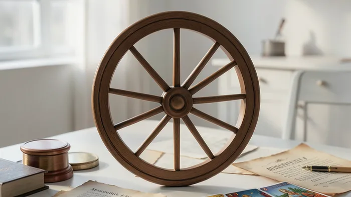 Расклад Таро Колесо баланса жизни для нотариуса - схема расклада на фоне рабочего стола с документами