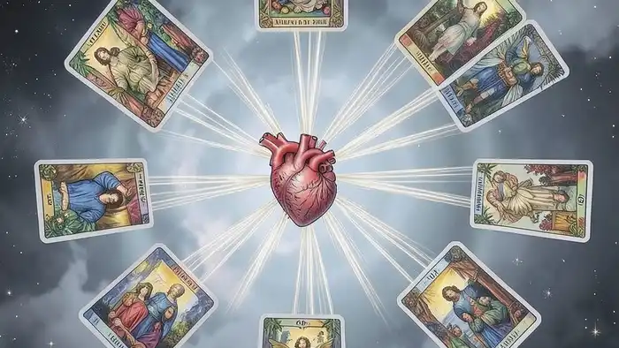 Расклад Таро "колесо баланса жизни" на первую любовь — схема из восьми карт, символизирующих архетипы прошлой любви