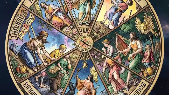 Расклад Таро "колесо баланса жизни" на штраф — схема из 8 позиций с архетипическими картами