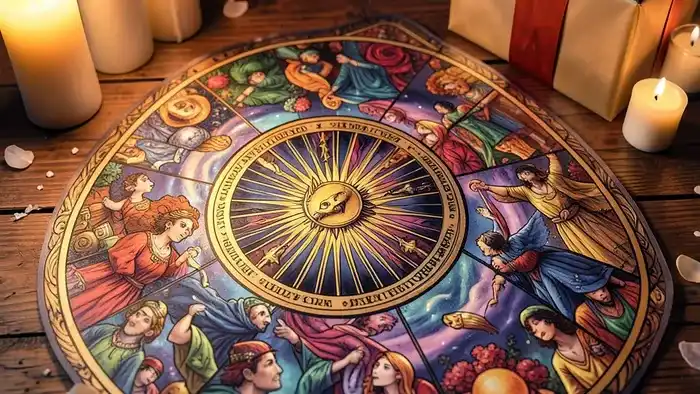 Расклад Таро Колесо Фортуны на подарок, карта Колесо Фортуны в центре