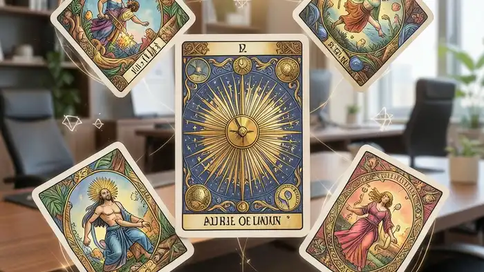 Расклад Таро «колесо фортуны» на повышение — карта в центре и четыре позиции вокруг