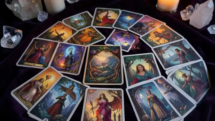 Расклад Таро "компас" на булимию: шесть позиций, каждая — карта, отражающая внутренний конфликт и путь к исцелению