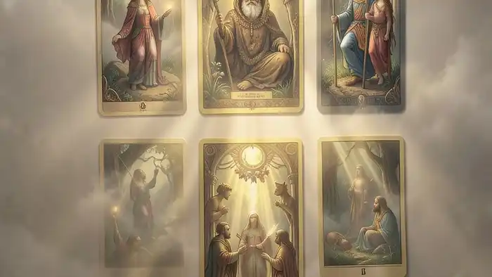 Расклад Таро "компас" на кармические отношения с восьмью позициями по сторонам света