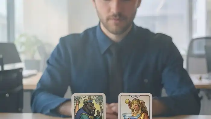 Расклад Таро "компас" на коллег — позиции Воздух, Огонь, Вода, Земля с картами