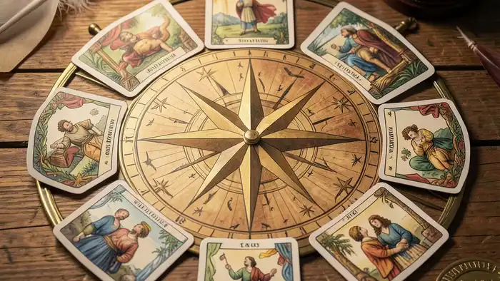Расклад Таро «компас» на нотариуса – визуальное изображение