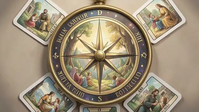 Расклад Таро «компас» на отчима – визуальная схема с картами