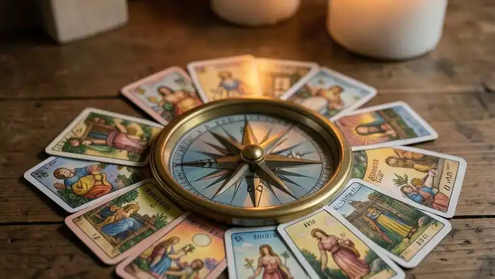 Расклад Таро «компас» на прощение – изображение компаса из карт