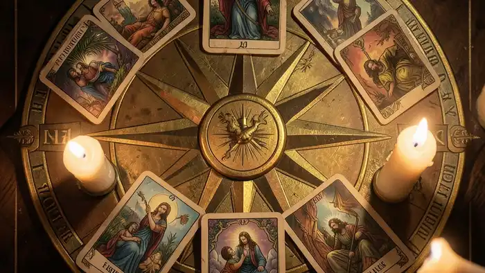 Расклад Таро «компас» на раскаяние партнера – визуальное изображение