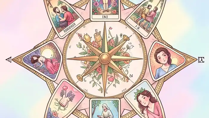 Расклад Таро «компас» на развод – визуальная карта с семью позициями