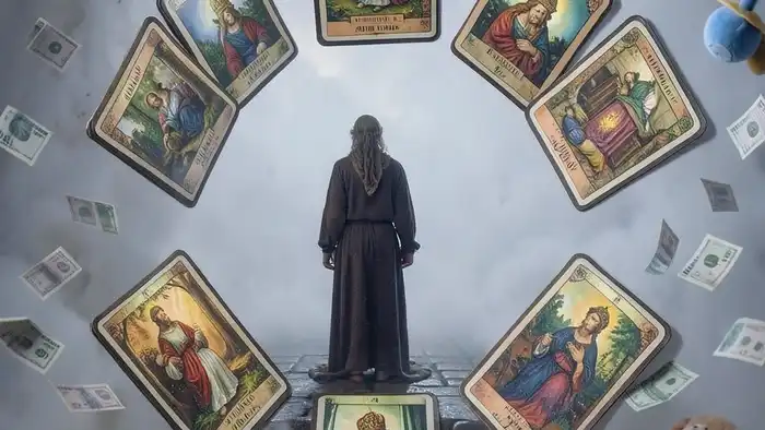 Расклад Таро "корона" на алименты — схема семи позиций с символами эмоциональных долгов и психологических циклов