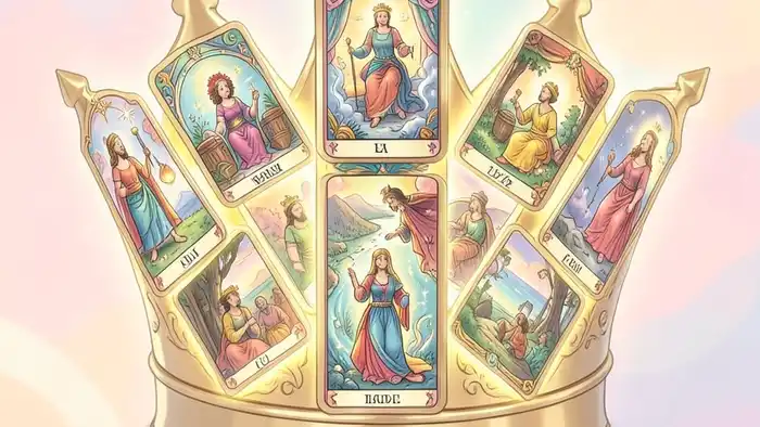 Расклад Таро «корона» на кризис среднего возраста — изображение короны из карт