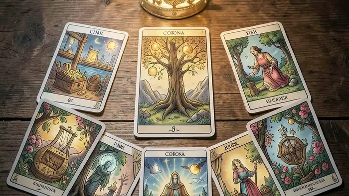 расклад Таро корона пассивный доход иллюстрация