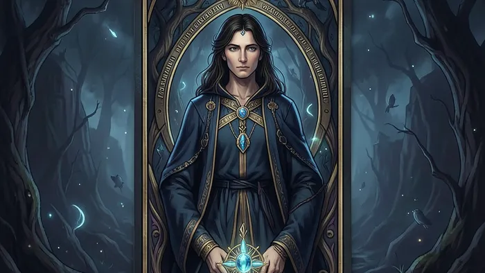 Расклад Таро «Корона» на премию — схема из пяти карт на деревянном столе с символами денег и работы