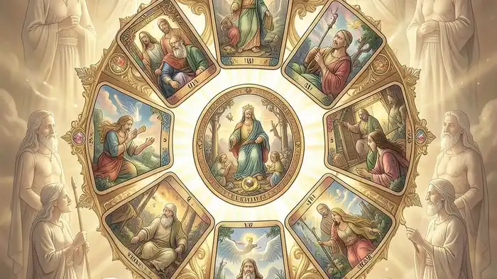 Расклад Таро «корона» на родовую карму – визуальное изображение