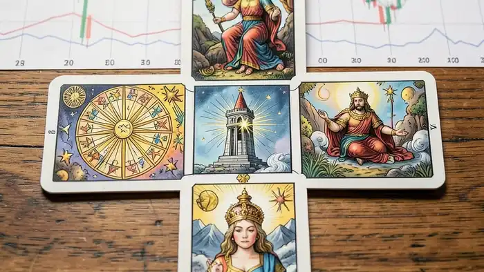 Расклад Таро «крест» на акции – визуальное представление