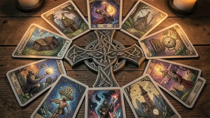 Расклад Таро «крест» на банкротство физлица – визуальная композиция