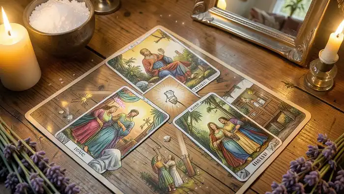 Расклад Таро "крест" на гармонию в доме: схема позиций с элементами земли, огня, воды и воздуха