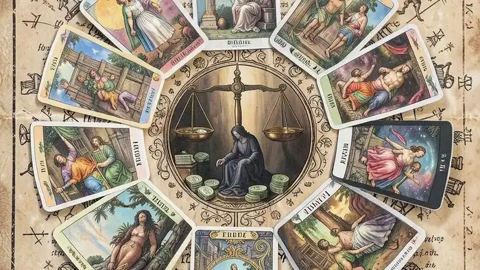 Расклад Таро "круг" на судебный иск о деньгах — схема из 12 позиций с интерпретацией