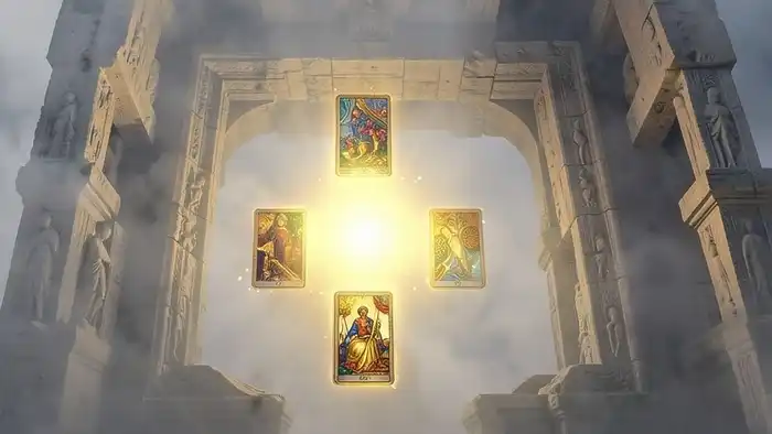 Расклад Таро "лабиринт" на финансовый рост — схема 9 позиций с картами в форме лабиринта