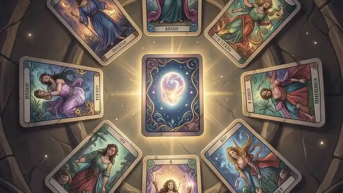 Расклад Таро лабиринт на неожиданность, визуальная схема