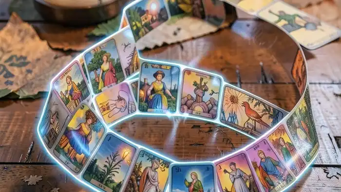 Расклад Таро "лента Мёбиуса" на гармонию в доме: схема карт, показывающая бесконечный энергетический цикл в семье