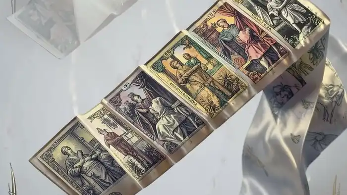 Расклад Таро "лента Мёбиуса" на осознанность — схема позиций с картами в виде бесконечного цикла