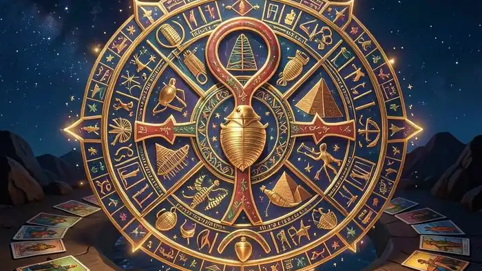 Расклад Таро мандала на Египет изображение мандалы с египетскими символами и картами Таро