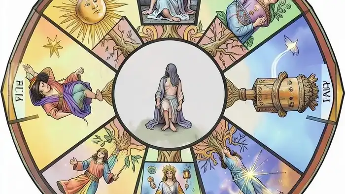 Расклад Таро "мандала" на обучение — схема из восьми позиций с картами Таро