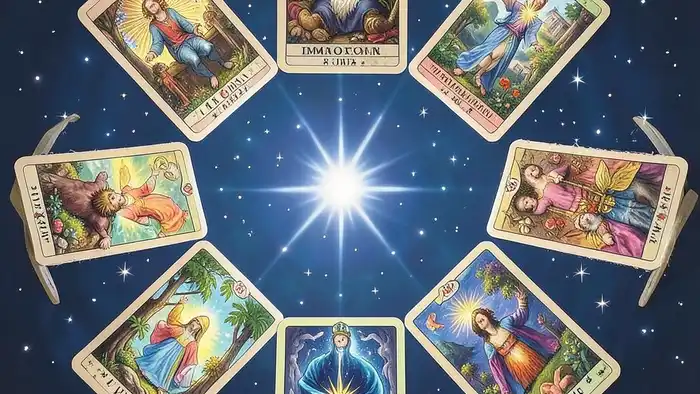 расклад Таро "мандала" на панические атаки — схема из 8 позиций карт с центром