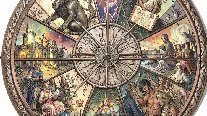 Расклад Таро "мандала" на проклятие — схема из 9 карт в круге, каждая позиция показывает аспект энергетического наложения