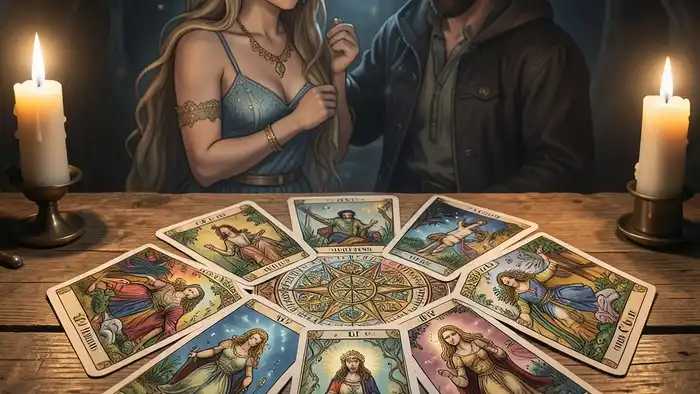Расклад Таро «мандала» на ревность жены — визуальная схема
