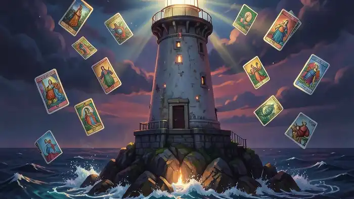 Расклад Таро «маяк» – изображение маяка и карт Таро