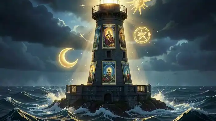 Расклад Таро «маяк» на кризис личности — изображение маяка из карт