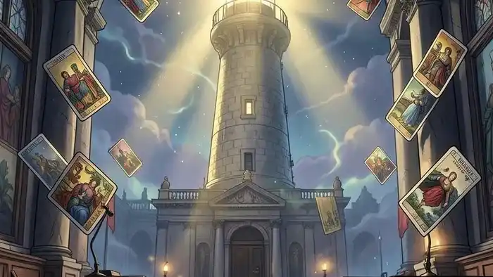 Расклад Таро «маяк» на приговор – иллюстрация маяка над залом суда