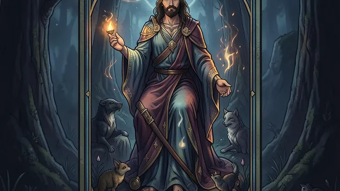 Расклад Таро Маяк на заказчика - схематичное изображение маяка и карт, символизирующих анализ и стратегию