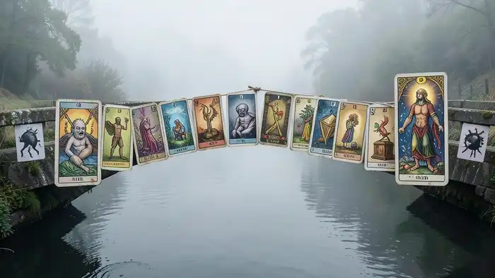 Расклад Таро «мост» — символический мост над рекой, отражающий социофобию и путь к свободе общения